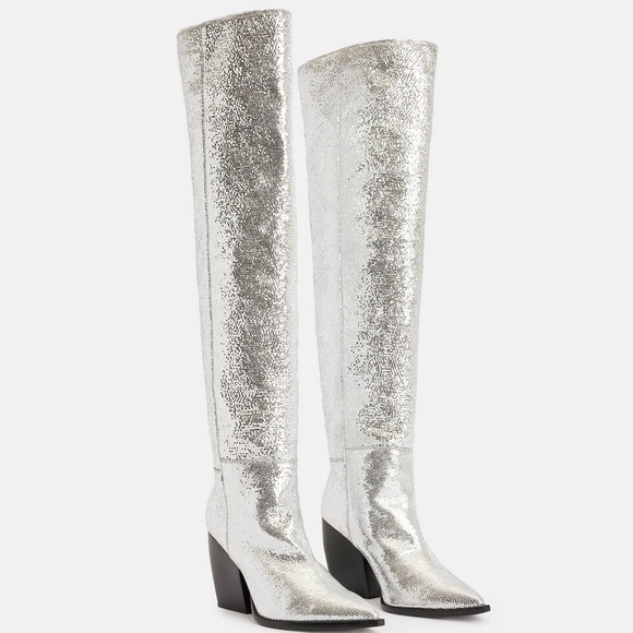 ALL SAINTS Leather OTK Boots - Picture 4 of 14